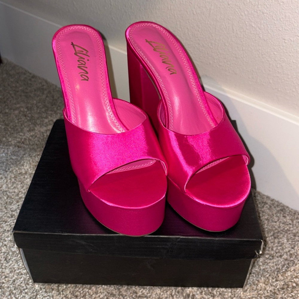 Pink Satin Heels